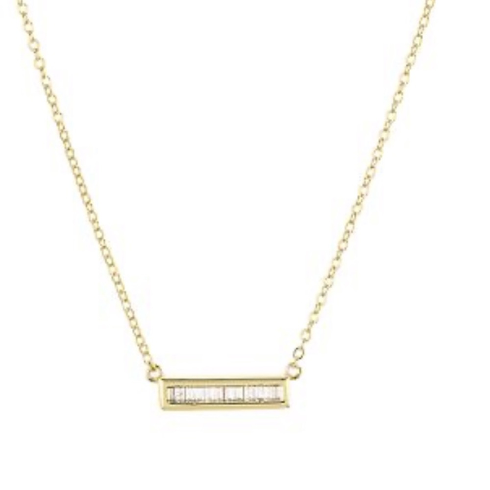 Aqua 18k gold plated Sterling silver bar necklace